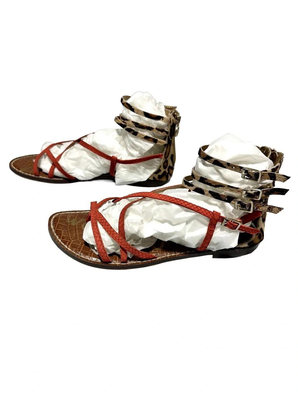 SAM EDELMAN Gable Leopard Gladiator Sandals Boho Festival Animal Print - Picture 5 of 11